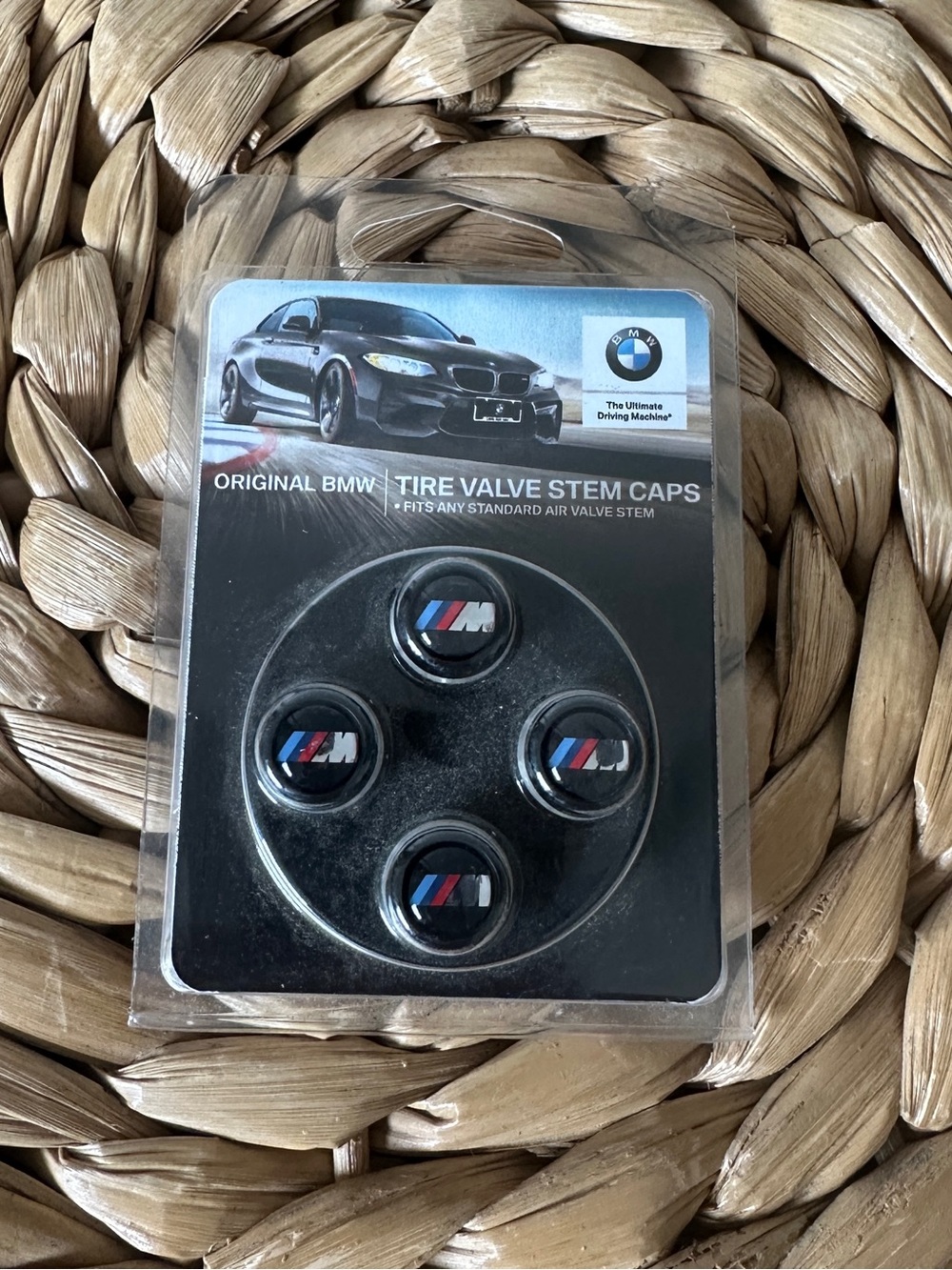 Genuine BMW M Logo Tire Valve Stem Caps Set of 4 OEM 36110421543 NIP